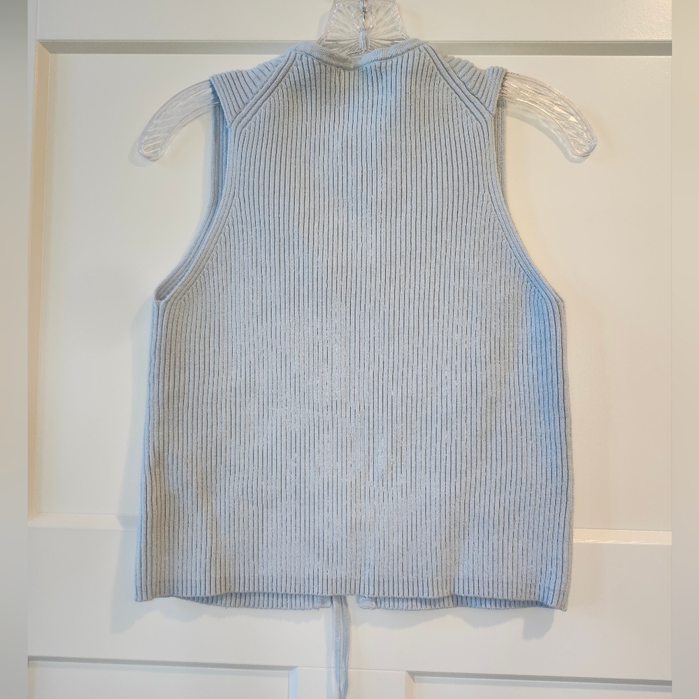 Sincerly Jules Light Blue Knit Tie-Front Vest - Picture 3 of 4